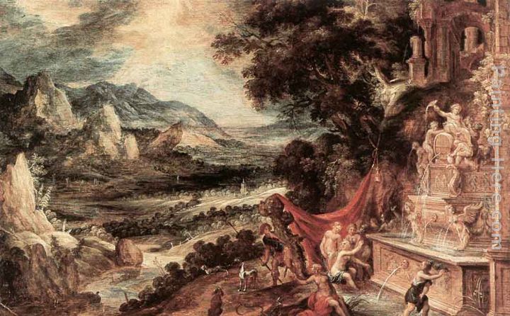 Landscape with Acteon and Diana painting - Kerstiaen De Keuninck The Elder Landscape with Acteon and Diana art painting
